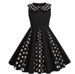 Børne 50ér kjole; Mini Miss Ladybug, sort